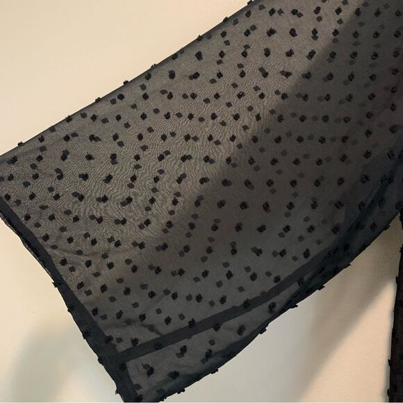 Style & Co black sheer Swiss dot and velvet blouse mixed media eyelet size 3x - Picture 3 of 8